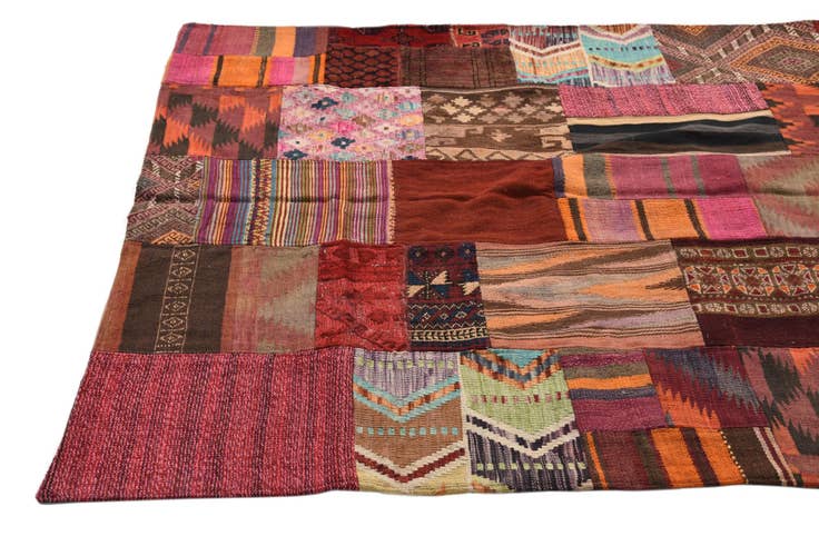 Detail image of 5' 1 x 6' 9 Hand Woven Kilim Patchwork Wool Rug