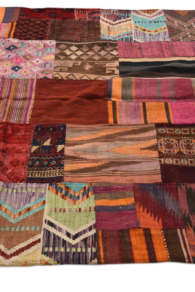 5' 1 x 6' 9 Hand Woven Kilim Patchwork Wool Rug