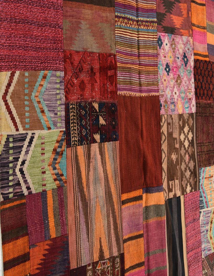 Detail image of 5' 1 x 6' 9  Hand Woven Kilim Patchwork Wool Rug