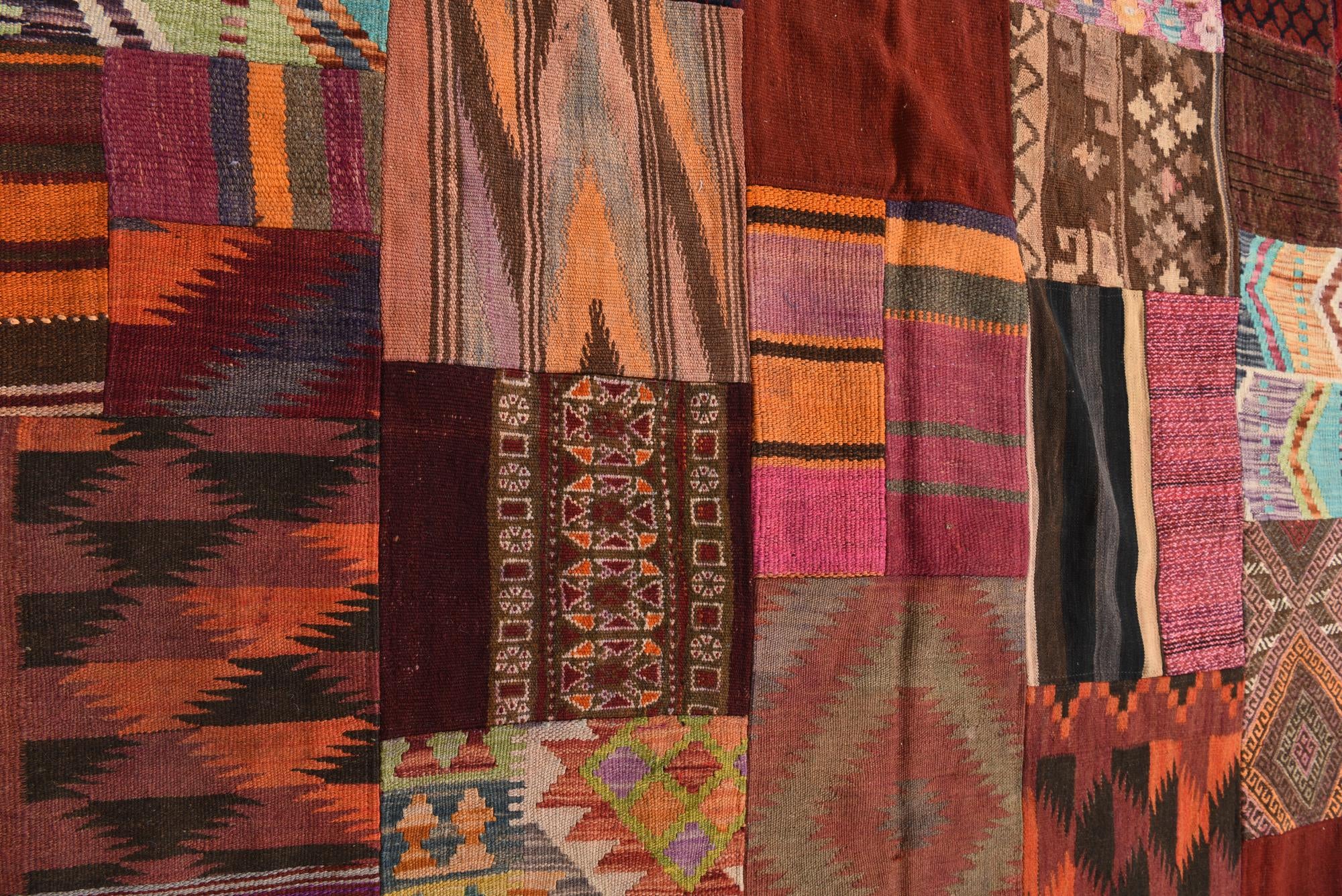5' 1 x 6' 9 Hand Woven Kilim Patchwork Wool Rug