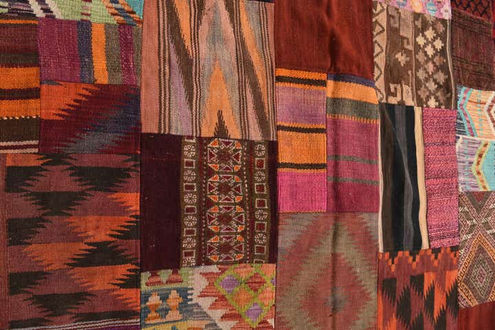 5' 1 x 6' 9 Hand Woven Kilim Patchwork Wool Rug