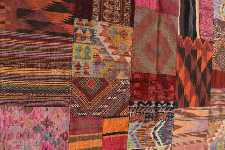 5' 1 x 6' 9 Hand Woven Kilim Patchwork Wool Rug