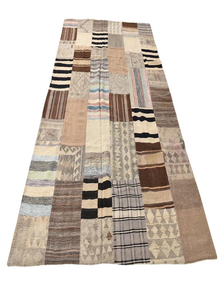 Detail image of 6' 4 x 9' 9  Hand Woven Kilim Patchwork Wool Rug