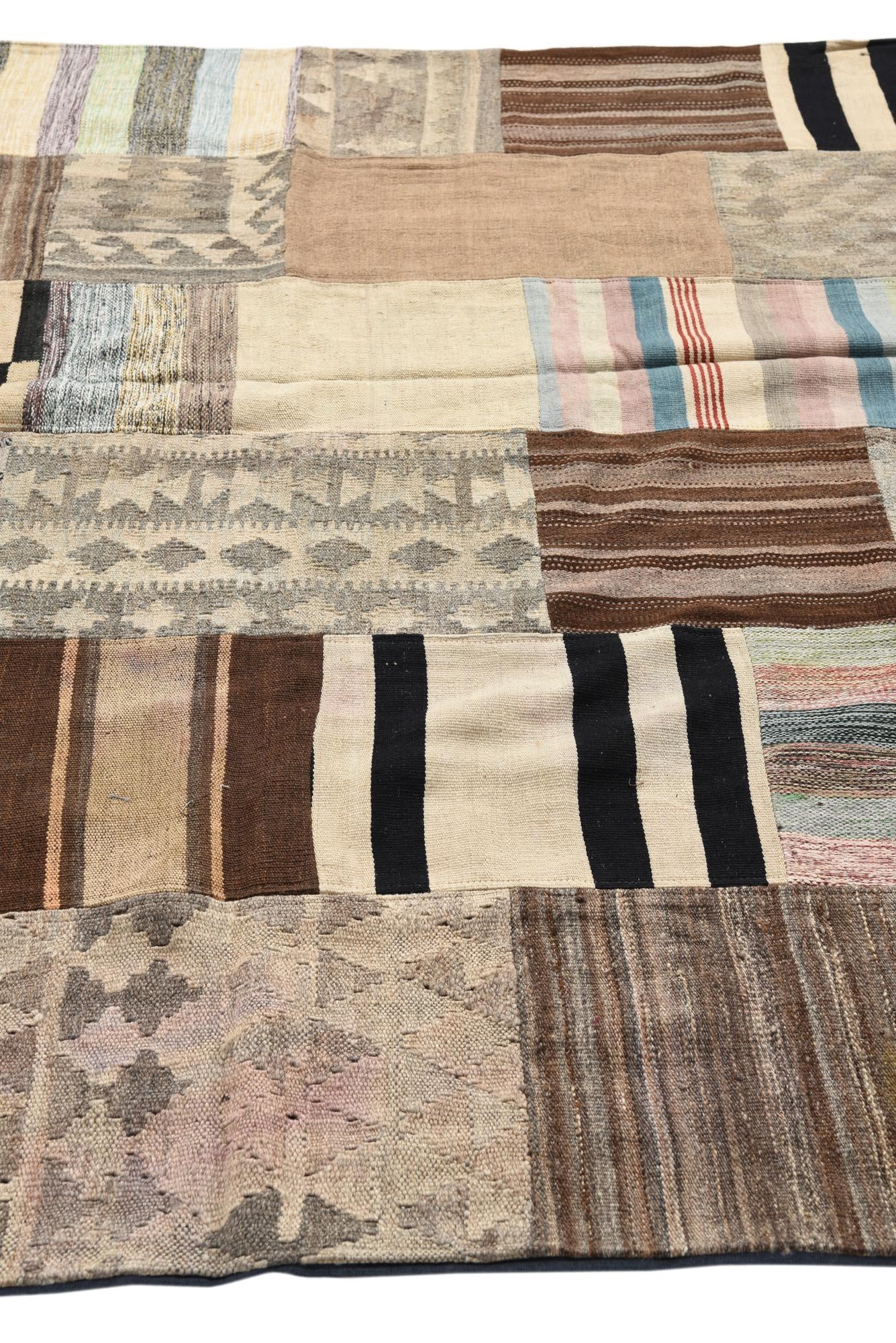 6' 4 x 9' 9 Hand Woven Kilim Patchwork Wool Rug