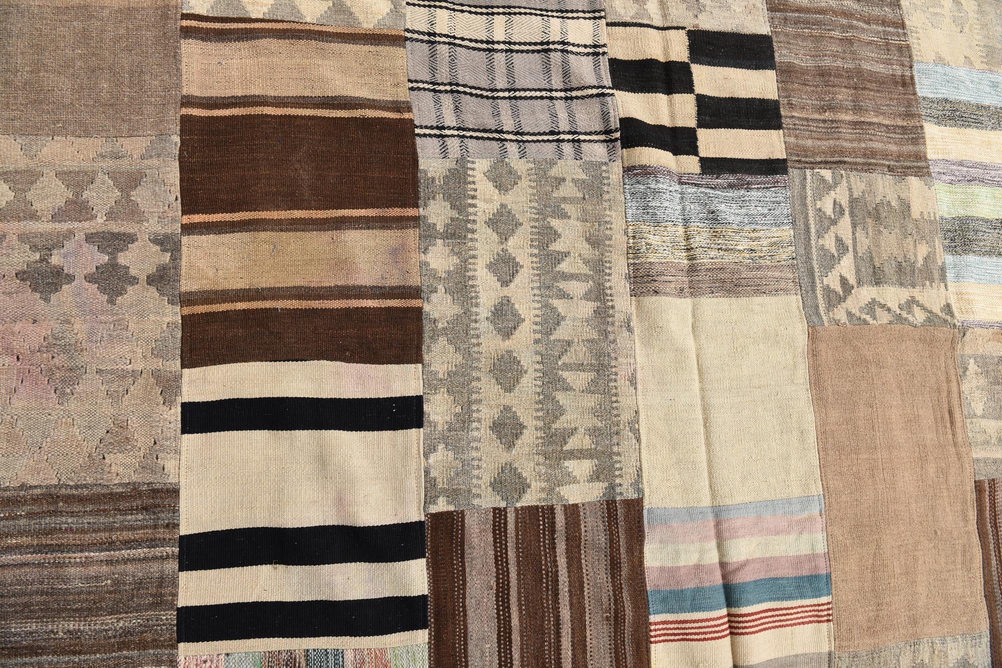 6' 4 x 9' 9 Hand Woven Kilim Patchwork Wool Rug