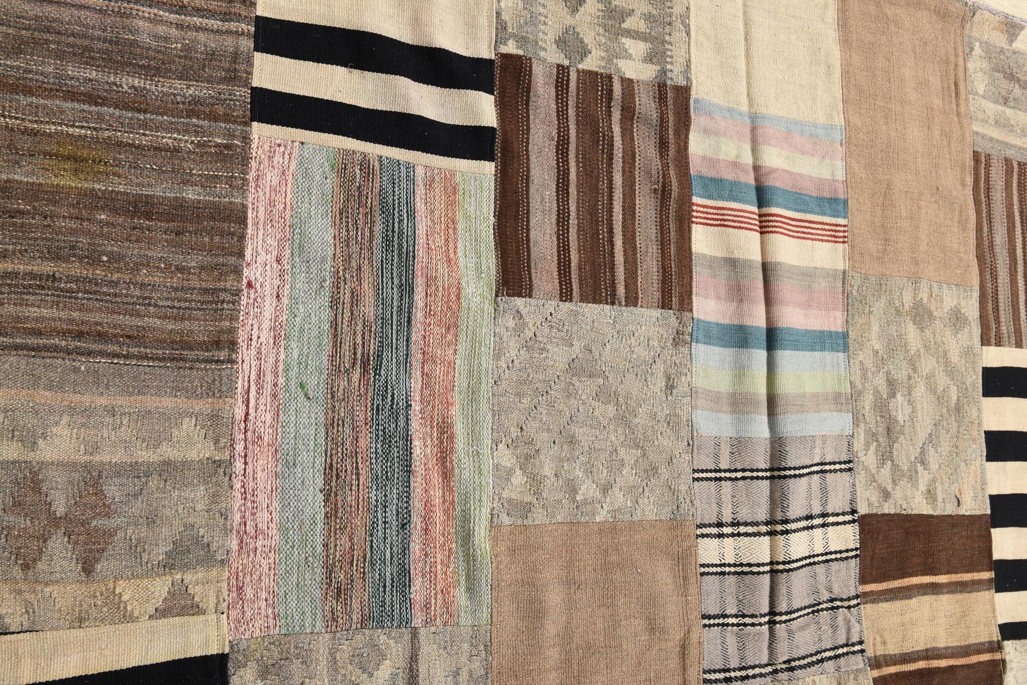 6' 4 x 9' 9 Hand Woven Kilim Patchwork Wool Rug