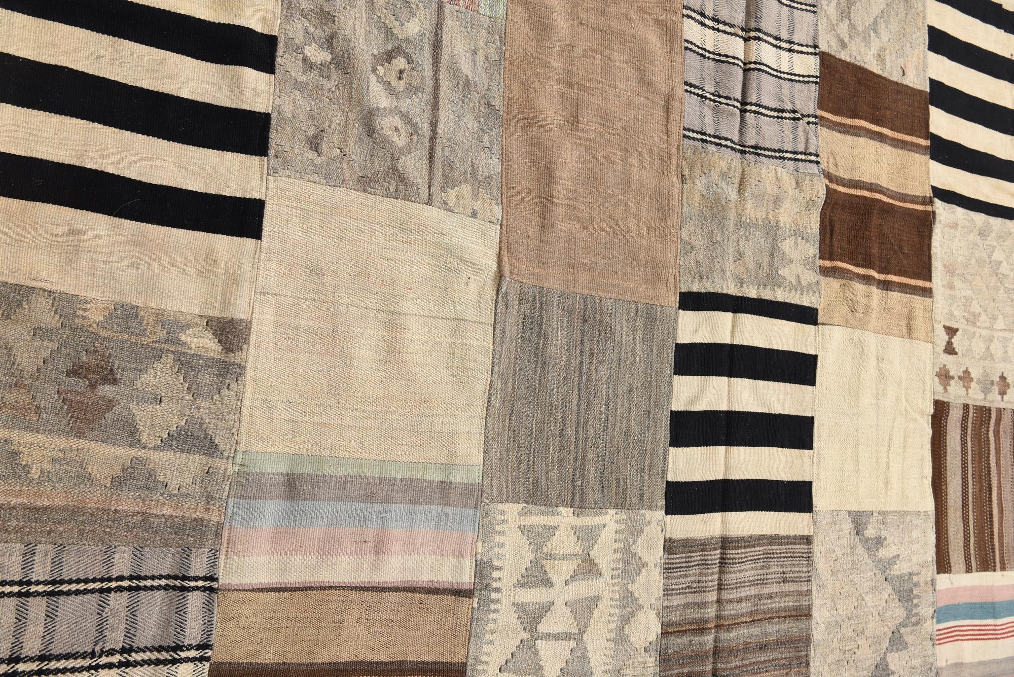 6' 4 x 9' 9 Hand Woven Kilim Patchwork Wool Rug