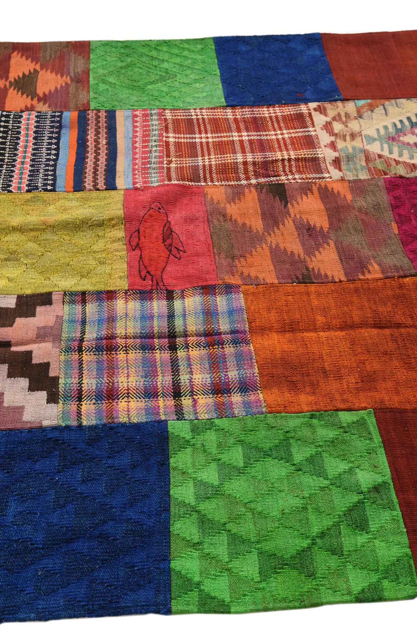 5' 5 x 7' 9 Hand Woven Kilim Patchwork Wool Rug