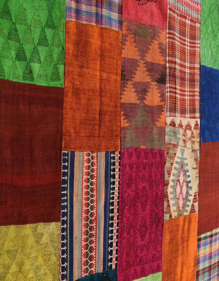 Detail image of 5' 5 x 7' 9  Hand Woven Kilim Patchwork Wool Rug