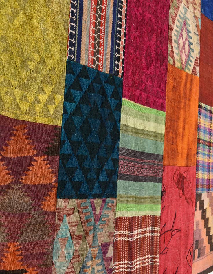 Detail image of 5' 5 x 7' 9  Hand Woven Kilim Patchwork Wool Rug