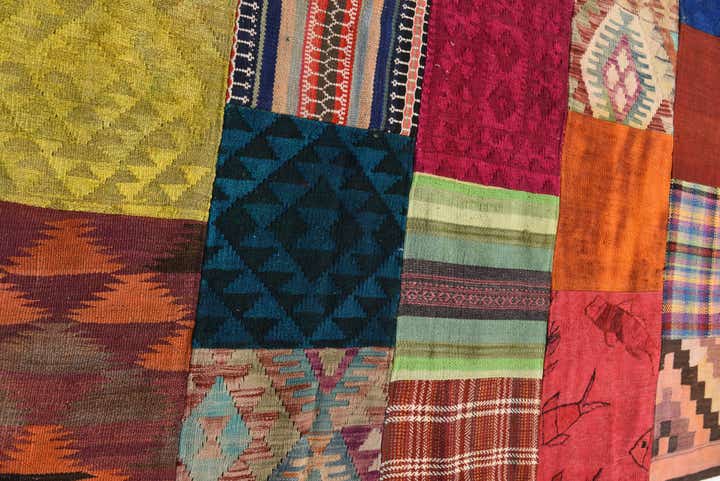 5' 5 x 7' 9 Hand Woven Kilim Patchwork Wool Rug