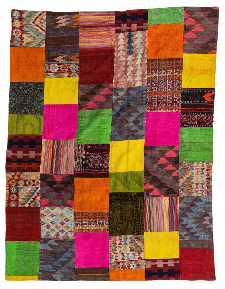 Detail image of 6' 7 x 9' 4 Hand Woven Kilim Patchwork Wool Rug