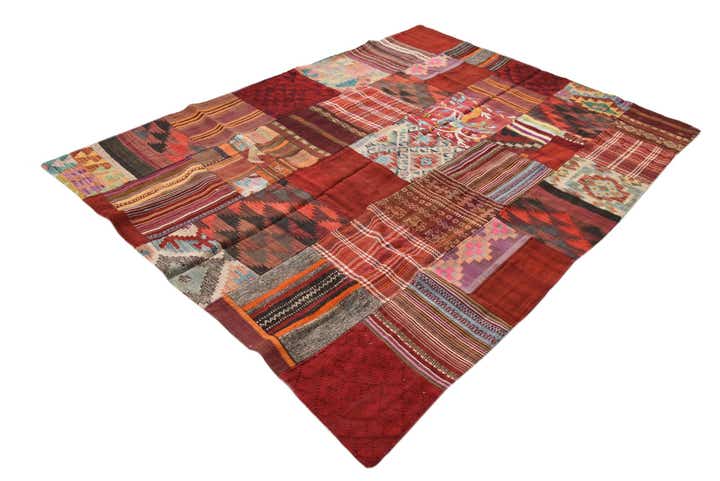 5' 6 x 7' 9 Hand Woven Kilim Patchwork Wool Rug