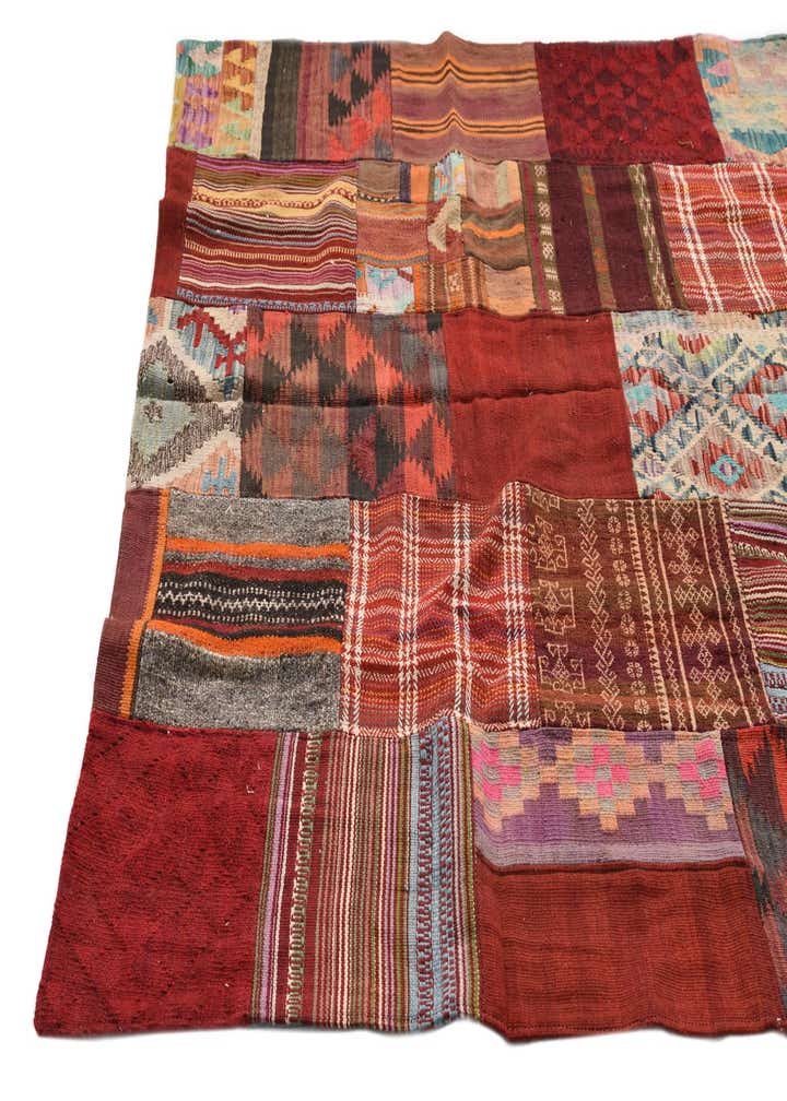 5' 6 x 7' 9 Hand Woven Kilim Patchwork Wool Rug