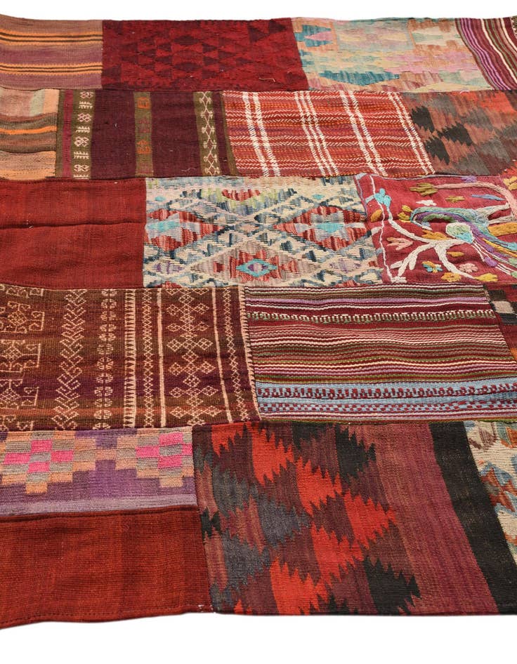 Detail image of 5' 6 x 7' 9 Hand Woven Kilim Patchwork Wool Rug