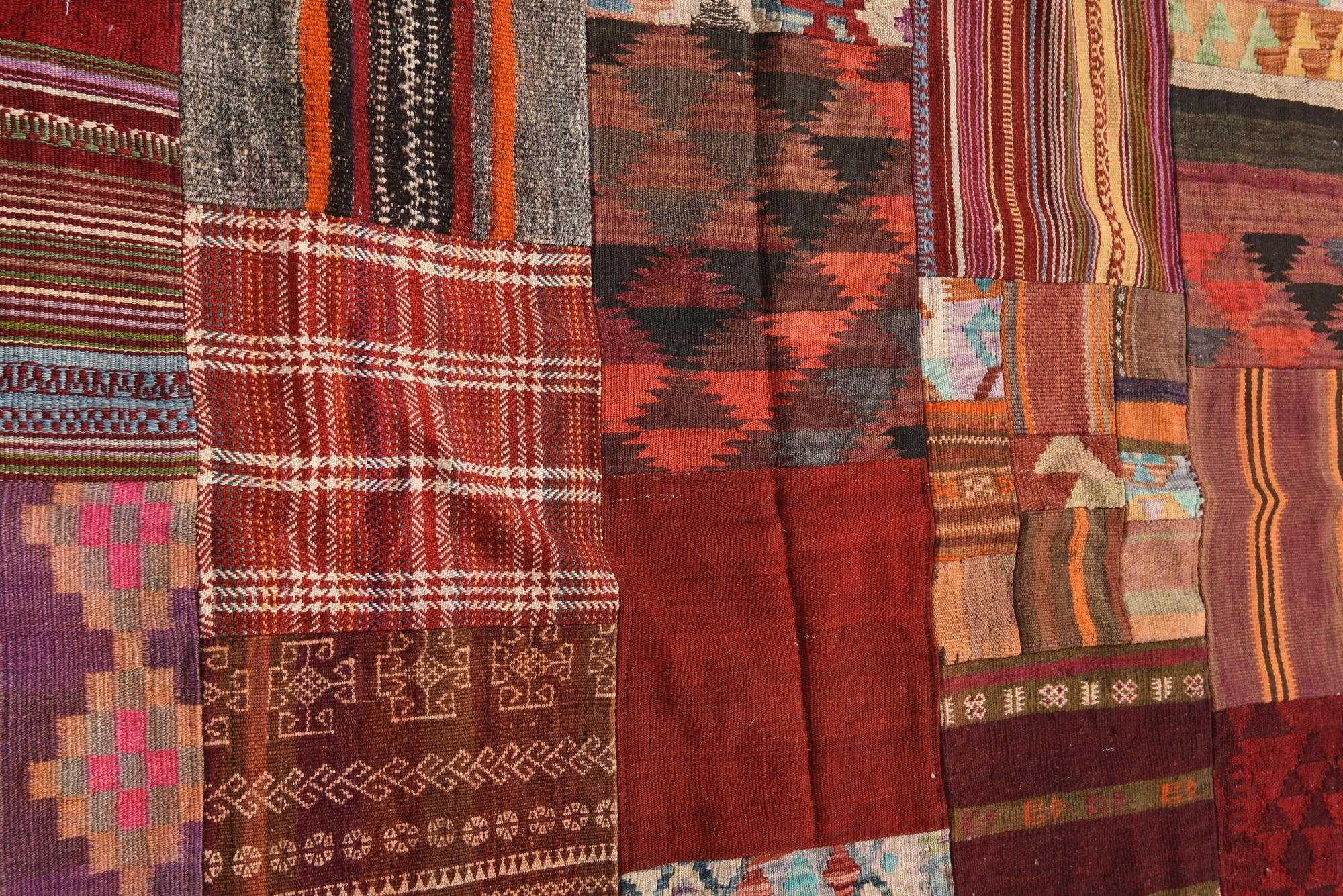5' 6 x 7' 9 Hand Woven Kilim Patchwork Wool Rug