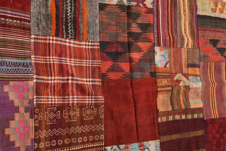 5' 6 x 7' 9 Hand Woven Kilim Patchwork Wool Rug