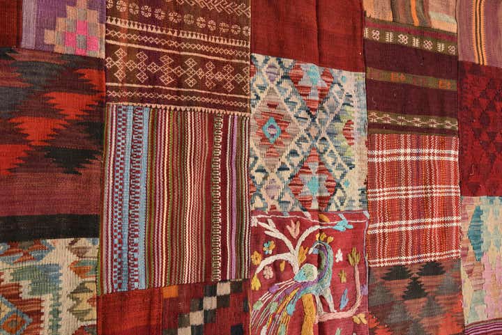 5' 6 x 7' 9 Hand Woven Kilim Patchwork Wool Rug