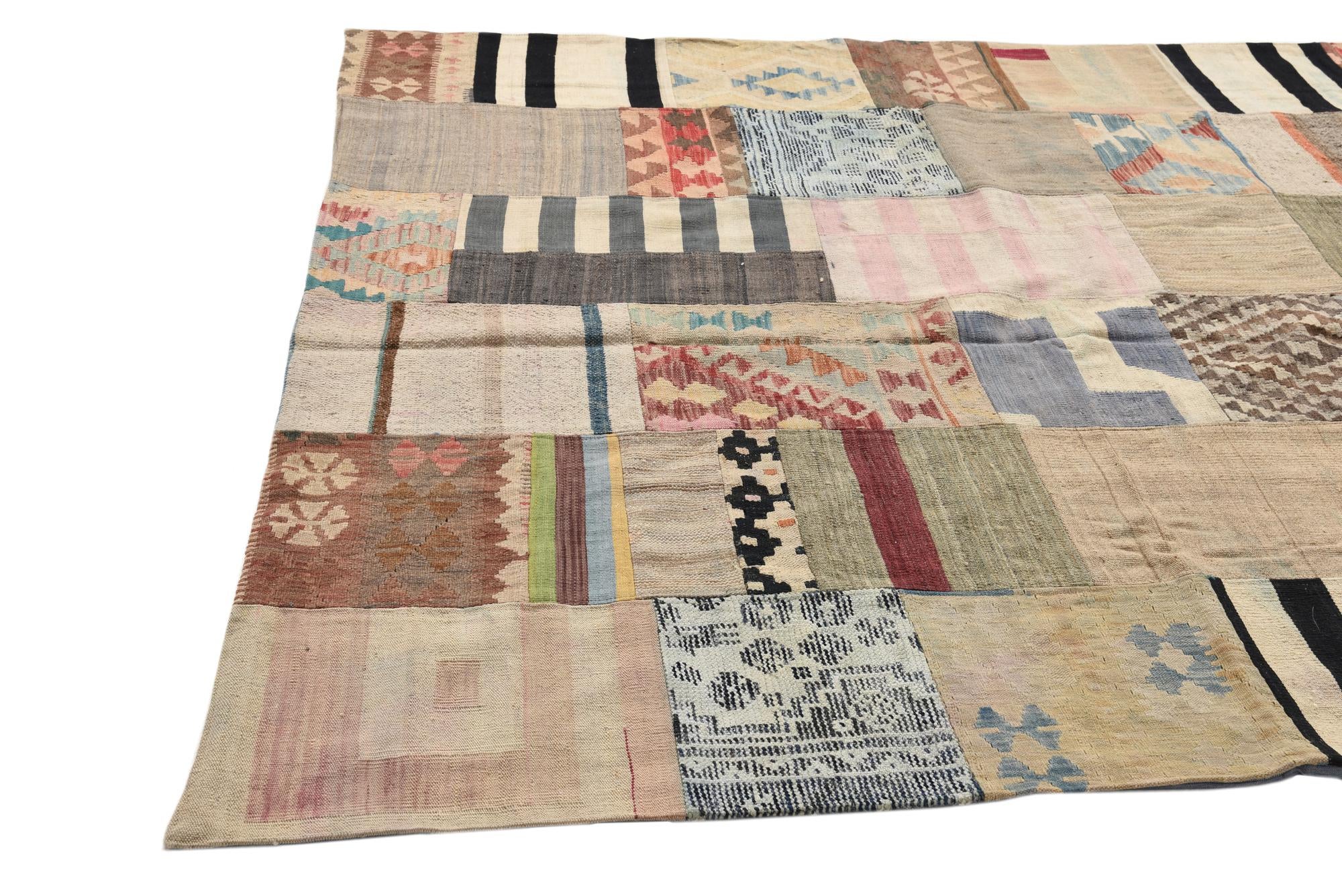 6' 7 x 9' 10 Hand Woven Kilim Patchwork Wool Rug