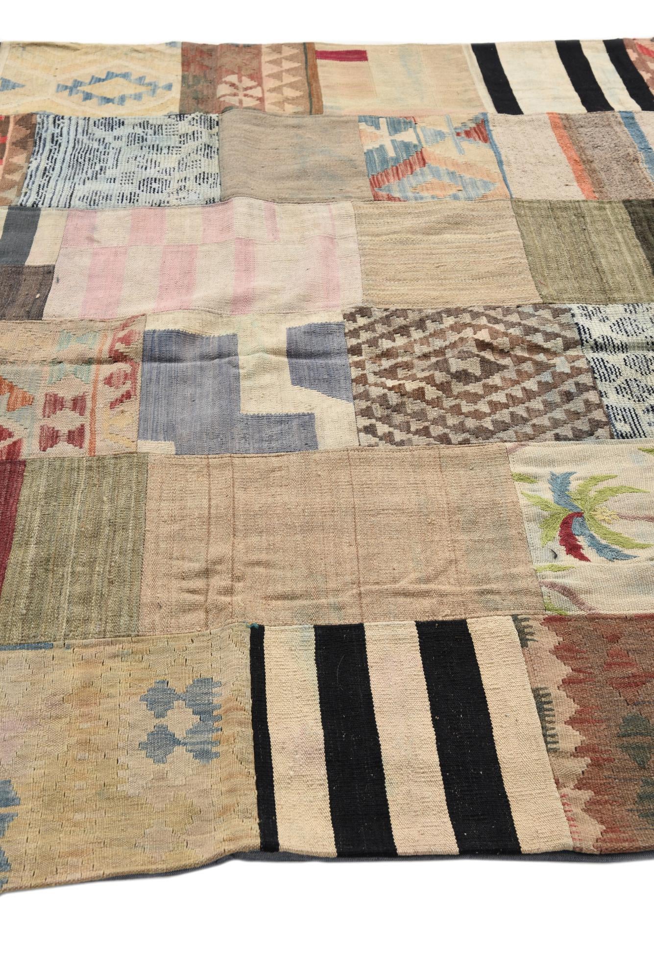 6' 7 x 9' 10 Hand Woven Kilim Patchwork Wool Rug