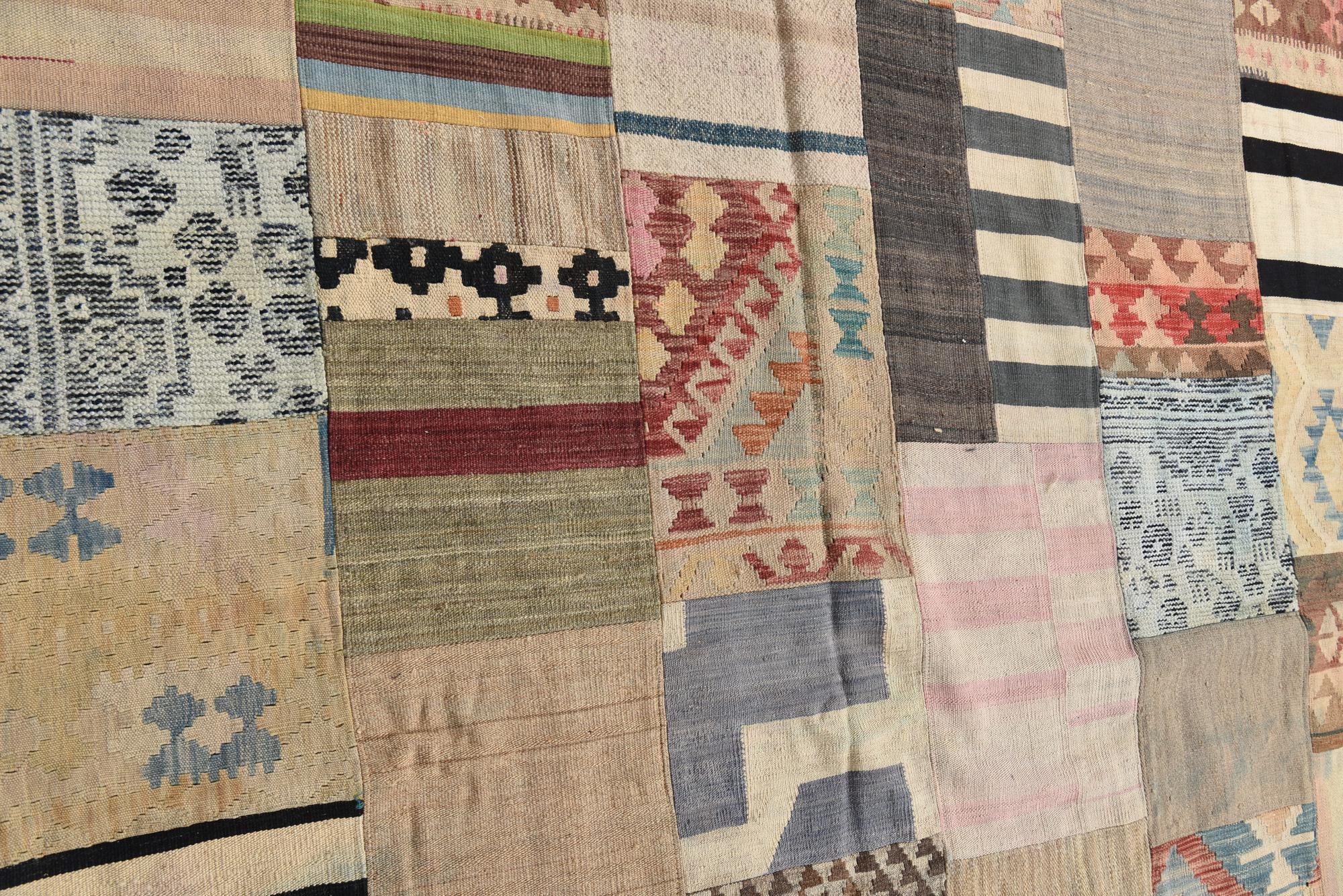 6' 7 x 9' 10 Hand Woven Kilim Patchwork Wool Rug