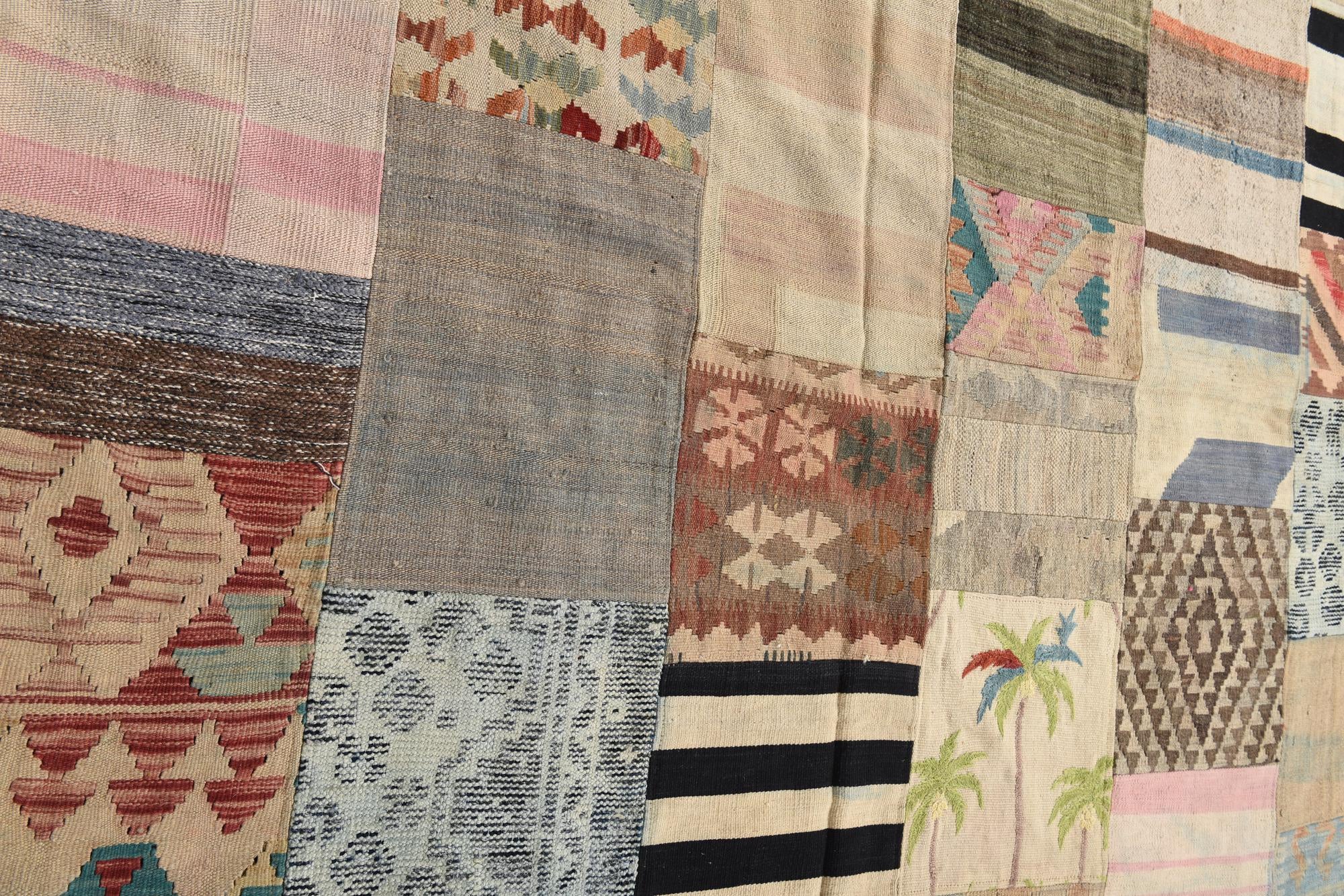 6' 7 x 9' 10 Hand Woven Kilim Patchwork Wool Rug