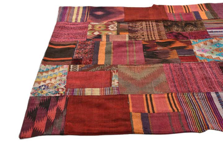 4' 9 x 6' 9 Hand Woven Kilim Patchwork Wool Rug