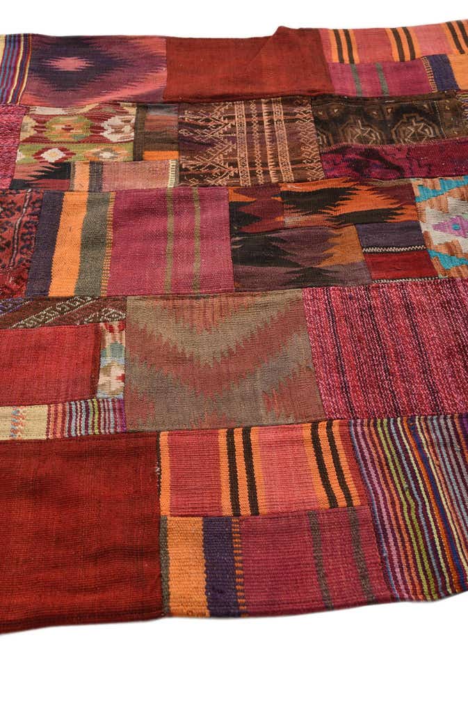 4' 9 x 6' 9 Hand Woven Kilim Patchwork Wool Rug