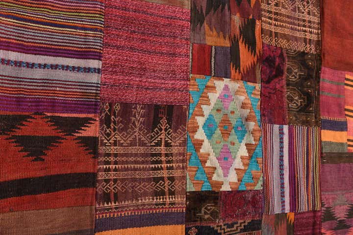 4' 9 x 6' 9 Hand Woven Kilim Patchwork Wool Rug