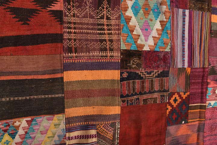 4' 9 x 6' 9 Hand Woven Kilim Patchwork Wool Rug