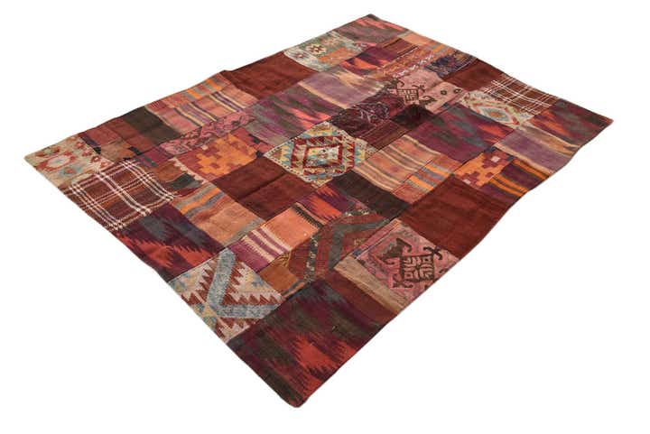 4' x 6' Hand Woven Kilim Patchwork Wool Rug