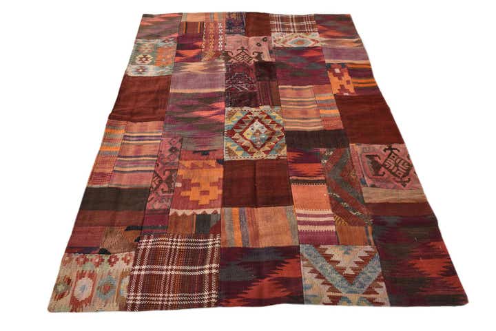 4' x 6' Hand Woven Kilim Patchwork Wool Rug