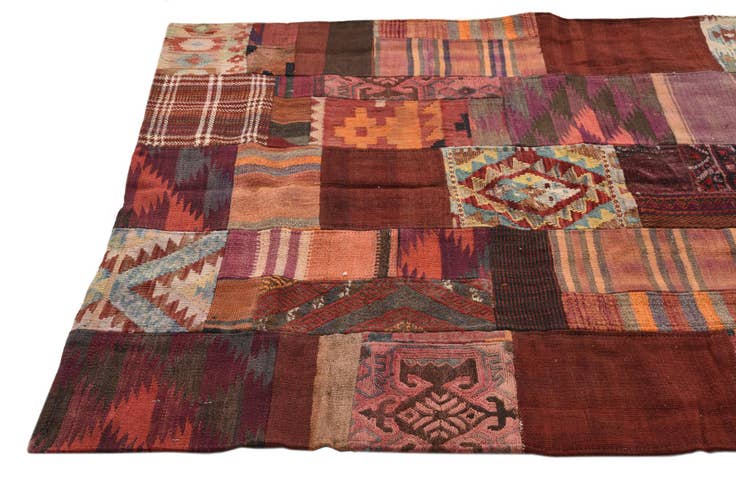 Detail image of 4' x 6' Hand Woven Kilim Patchwork Wool Rug