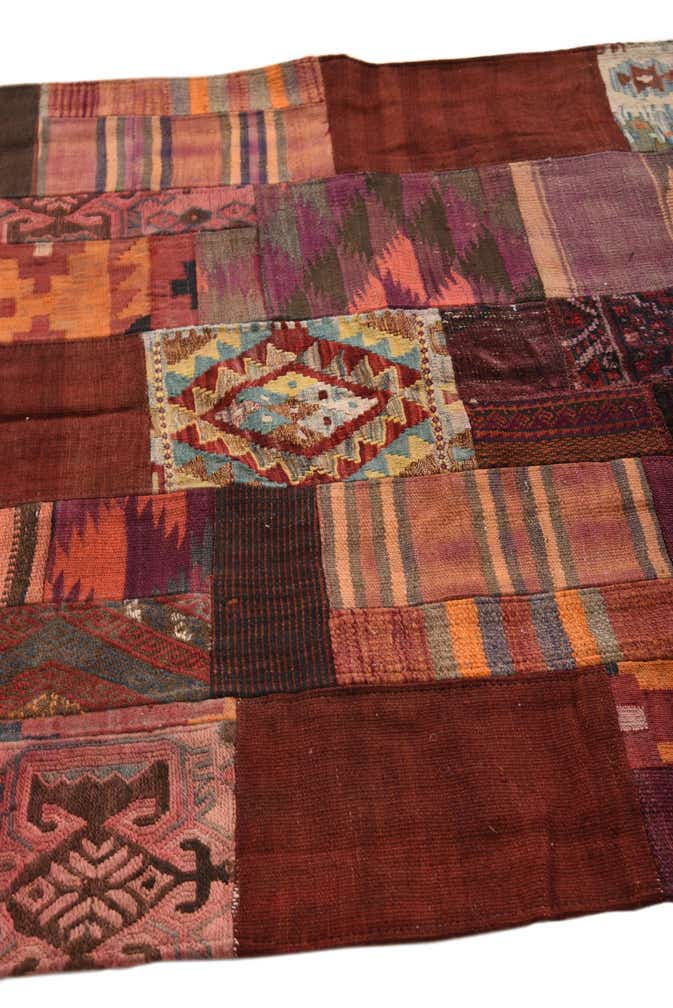 4' x 6' Hand Woven Kilim Patchwork Wool Rug