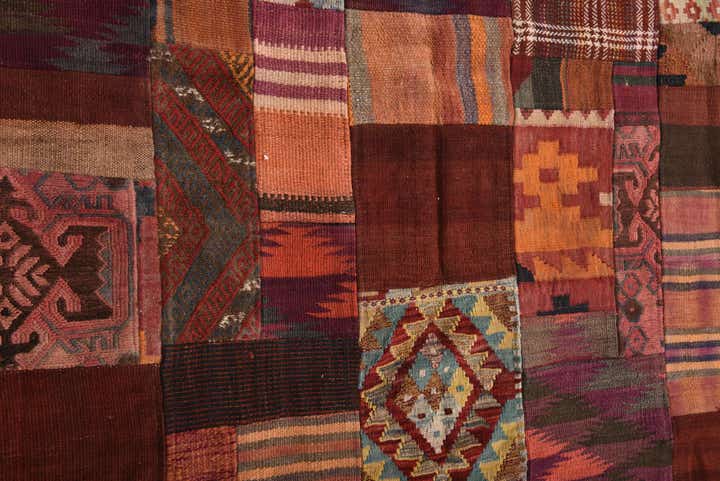 4' x 6' Hand Woven Kilim Patchwork Wool Rug