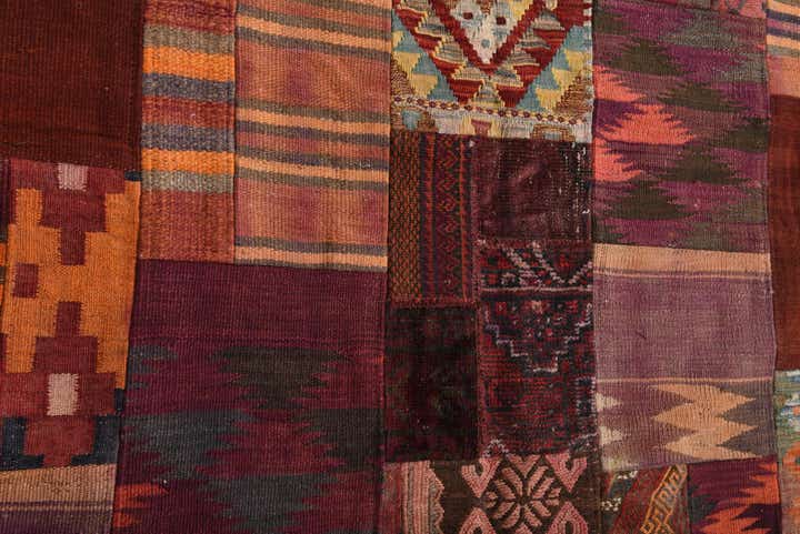 4' x 6' Hand Woven Kilim Patchwork Wool Rug