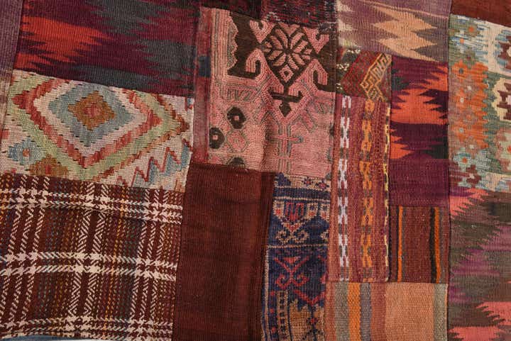 4' x 6' Hand Woven Kilim Patchwork Wool Rug