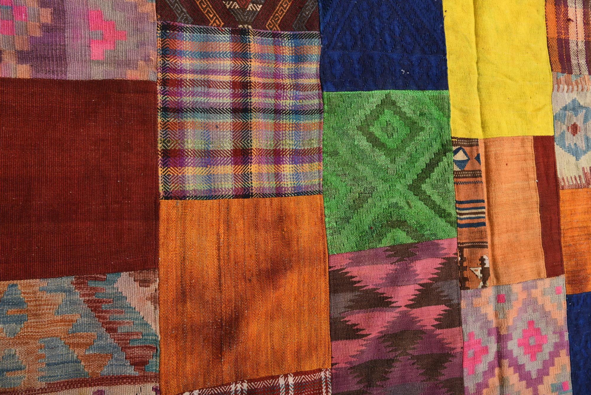 5' 7 x 8' Hand Woven Kilim Patchwork Wool Rug