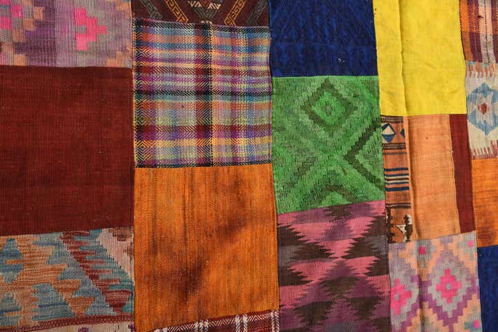 5' 7 x 8' Hand Woven Kilim Patchwork Wool Rug
