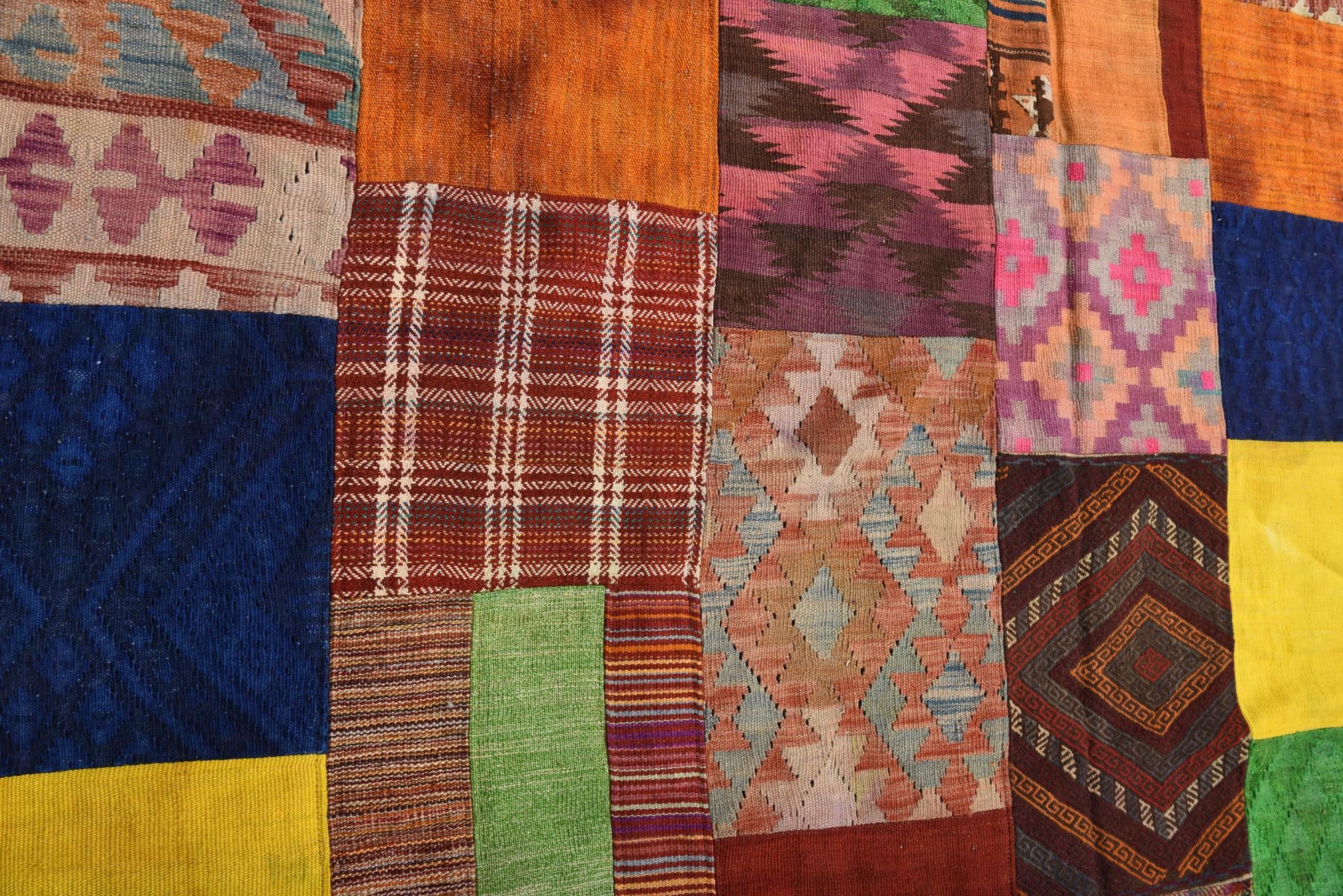 5' 7 x 8' Hand Woven Kilim Patchwork Wool Rug