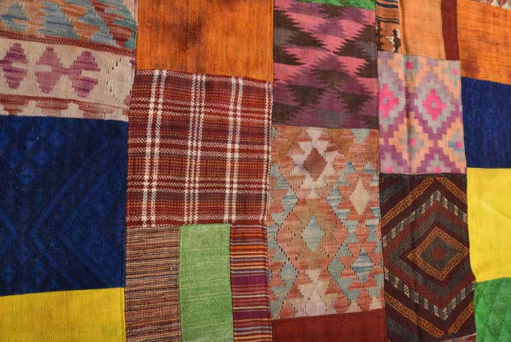 5' 7 x 8' Hand Woven Kilim Patchwork Wool Rug