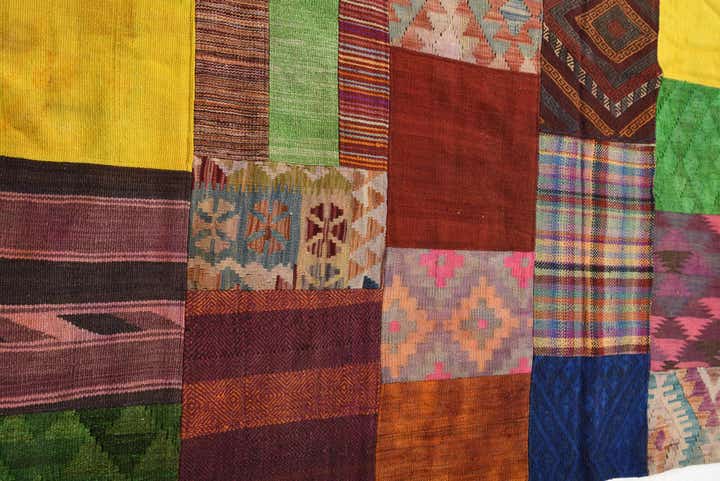 5' 7 x 8' Hand Woven Kilim Patchwork Wool Rug