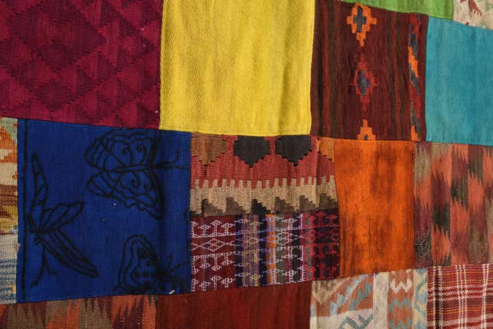 4' 9 x 6' 7 Hand Woven Kilim Patchwork Wool Rug