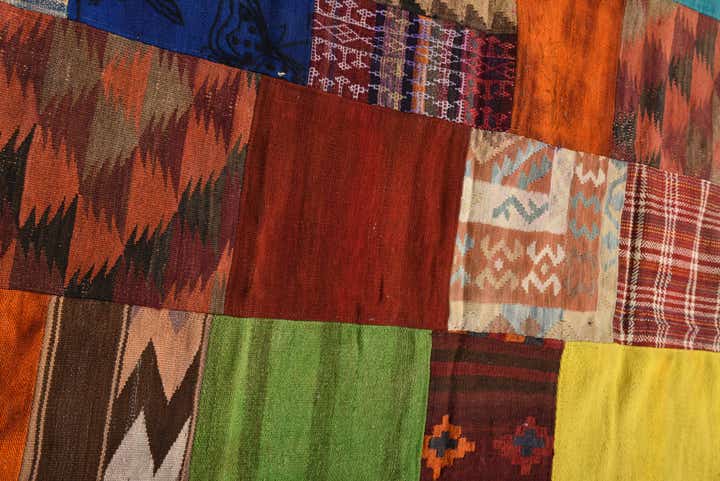 4' 9 x 6' 7 Hand Woven Kilim Patchwork Wool Rug