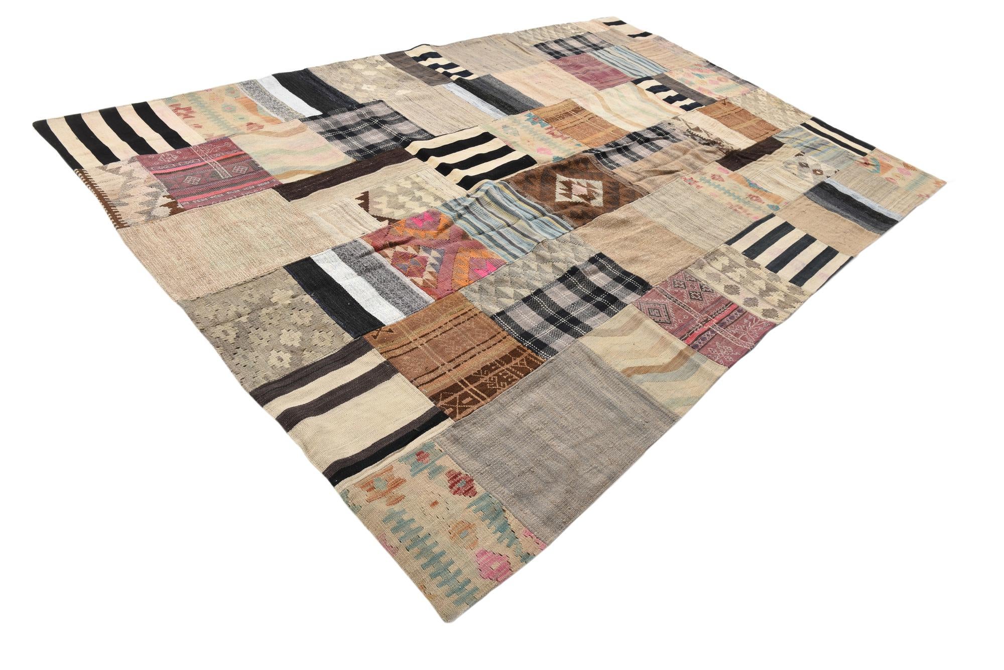 6' 5 x 10' Hand Woven Kilim Patchwork Wool Rug