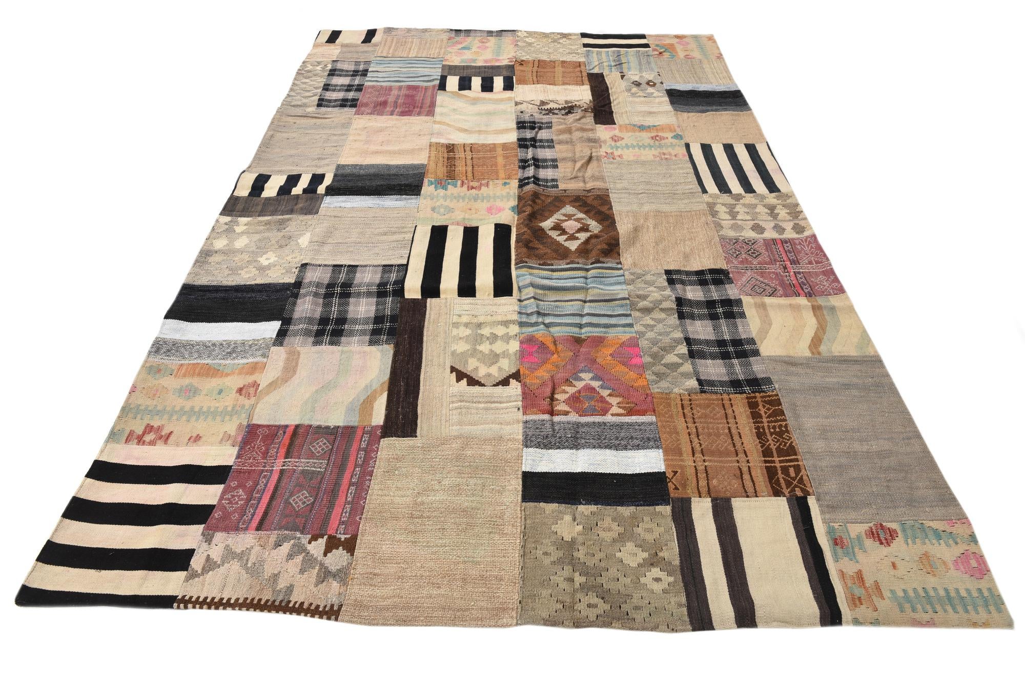 6' 5 x 10' Hand Woven Kilim Patchwork Wool Rug
