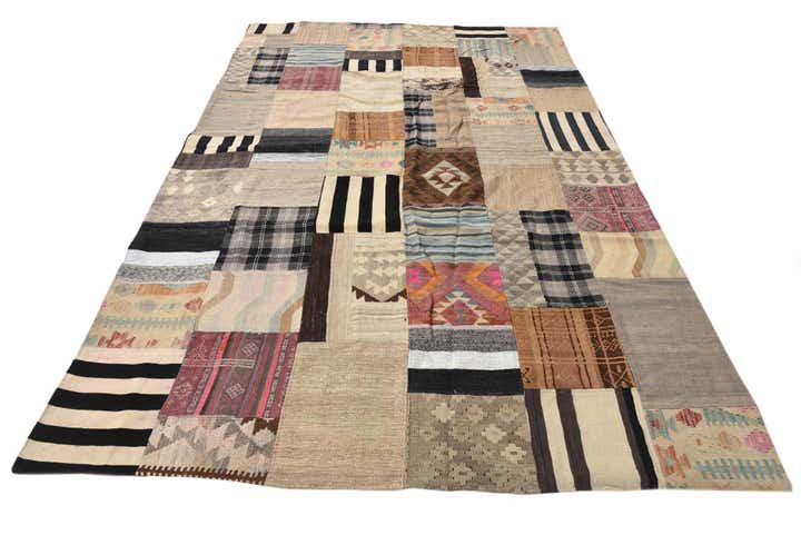 6' 5 x 10' Hand Woven Kilim Patchwork Wool Rug