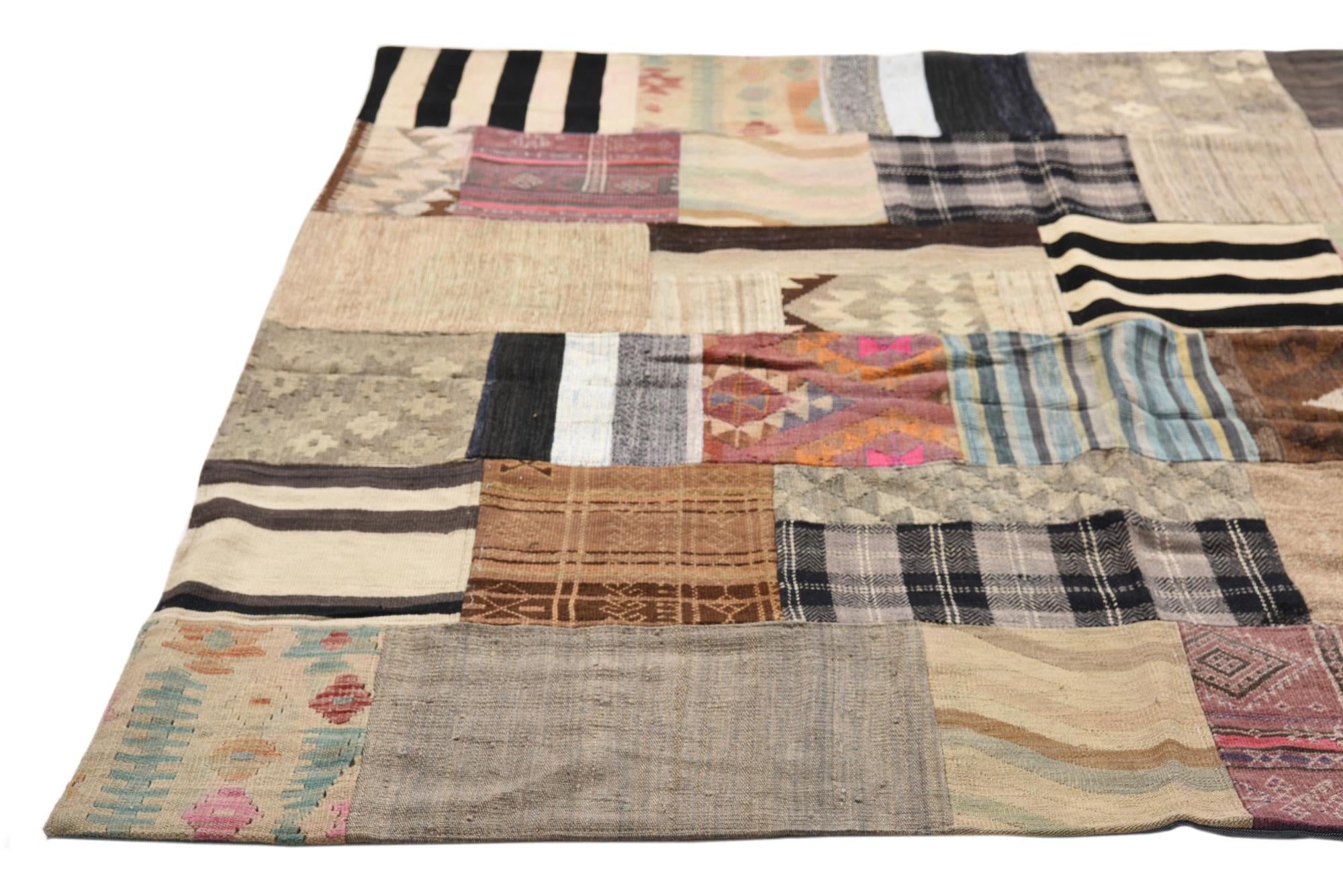 6' 5 x 10' Hand Woven Kilim Patchwork Wool Rug