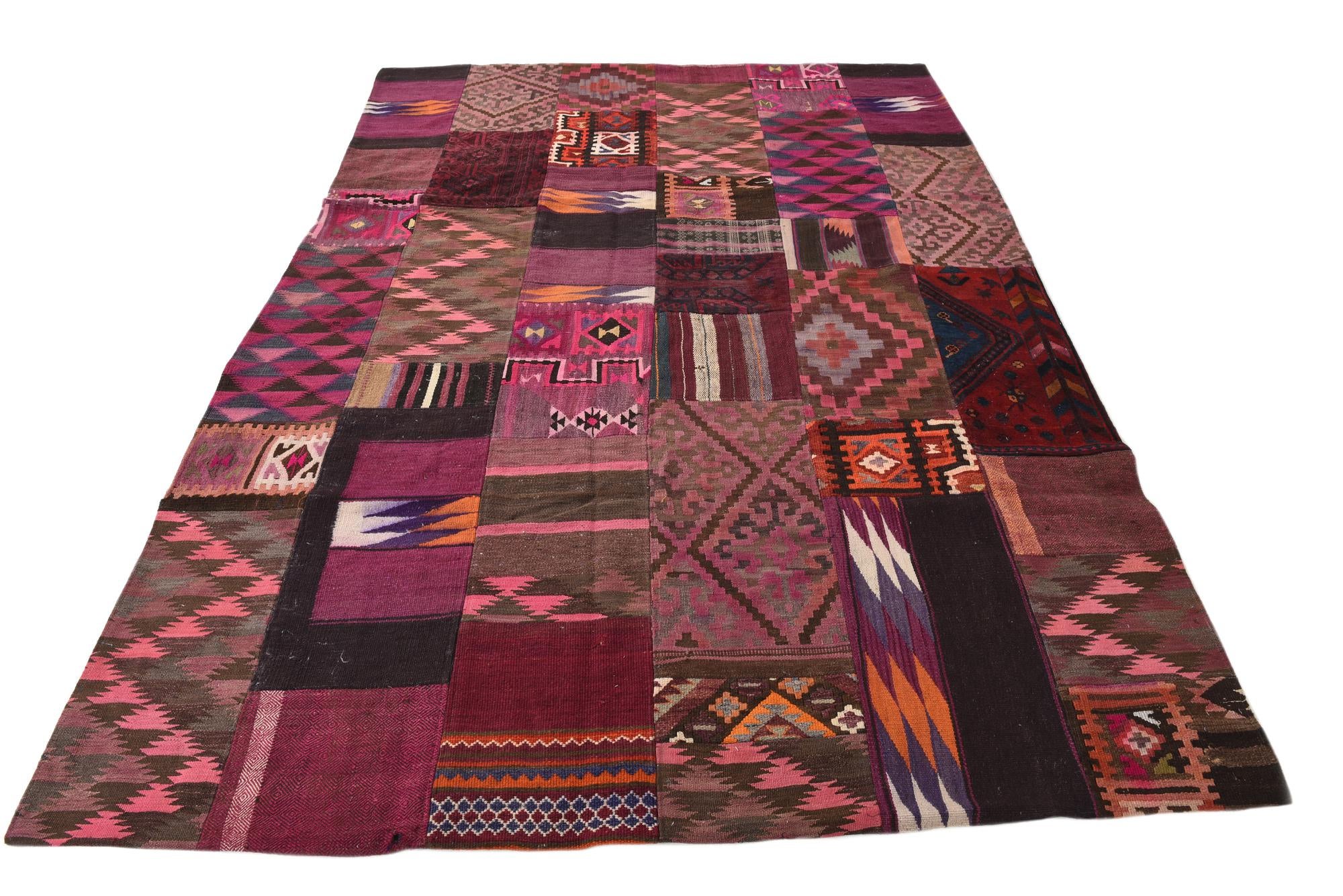 6' 8 x 9' 7 Hand Woven Kilim Patchwork Wool Rug