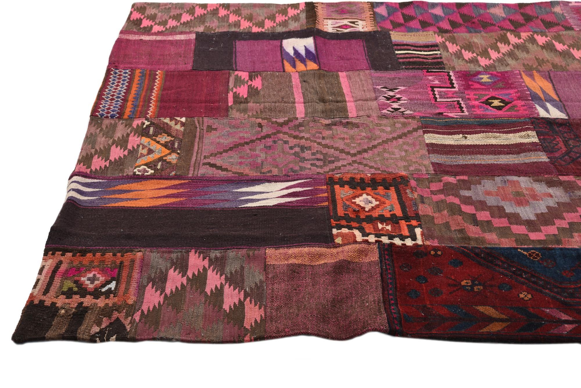 6' 8 x 9' 7 Hand Woven Kilim Patchwork Wool Rug